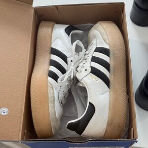 Adidas White and Black Gum Sole Sneakers